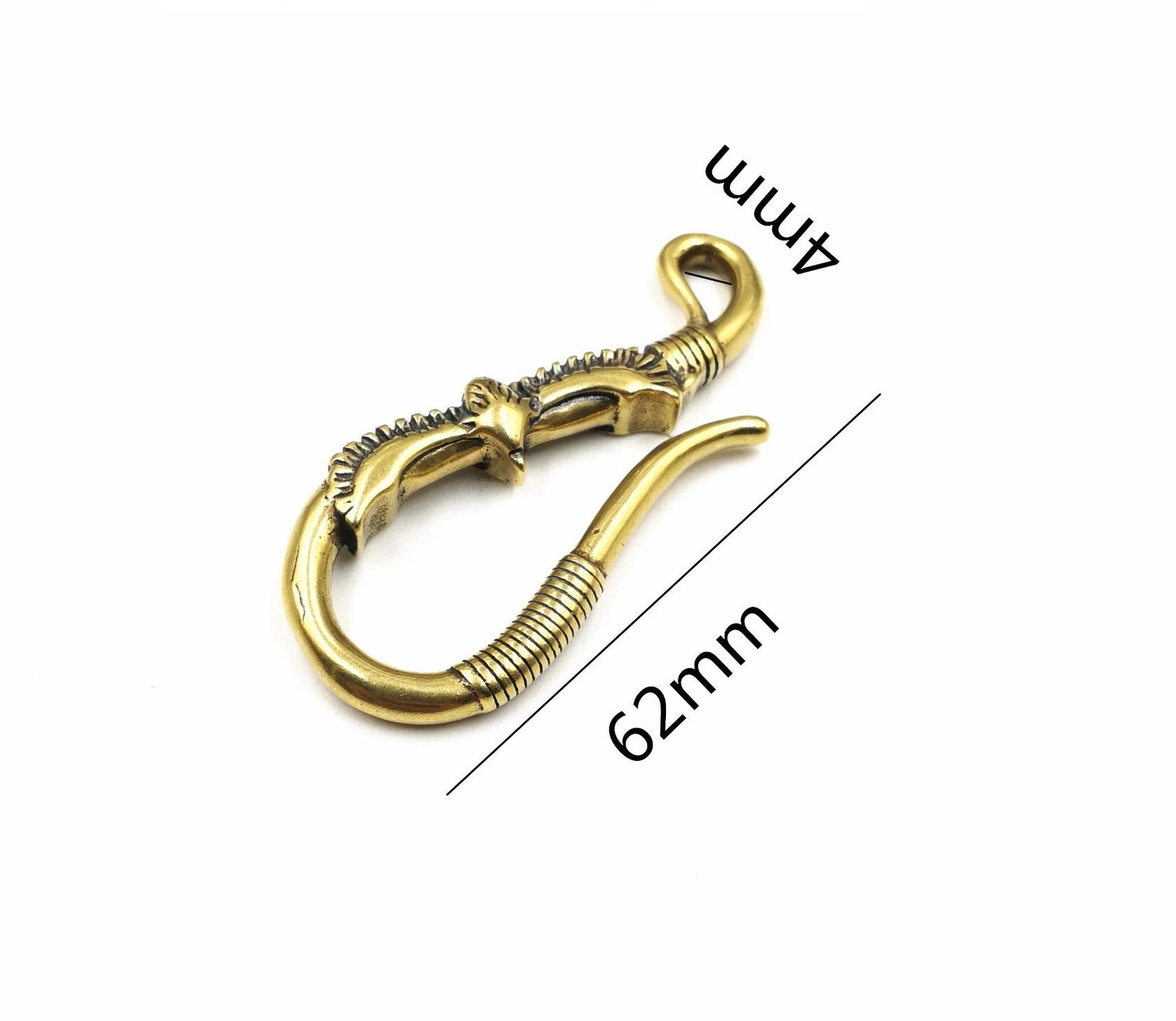 Solid Brass U Shape Hook 62 mm 2 1/2" Belt Key Ring Wallet Fob Fishhook Loop Clip Clasp Copper Leathercraft Leather Hardware Wholesale Bulk