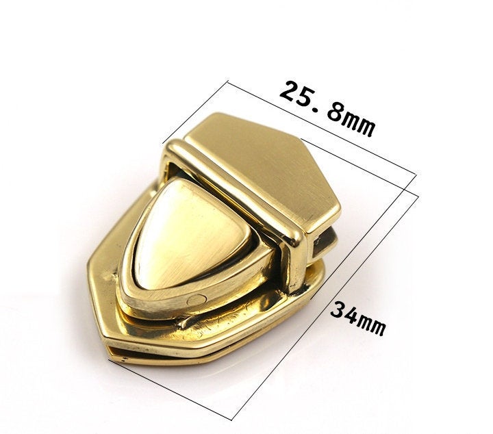 Solid Brass Thumb Catch Tuck Lock Triangle Flap Clasp Closure Latch Tongue Push Clutch Case Purse Leathercraft Hardware Bag Making Supply