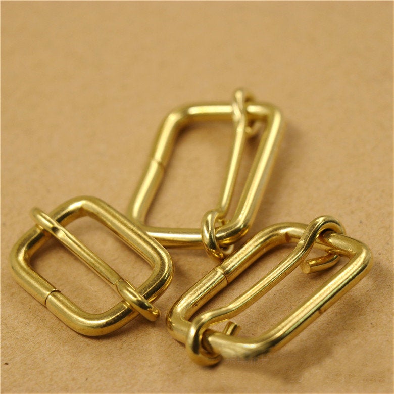 Solid Brass Adjustable Ring Slider Buckle Triglide Adjuster Slide Rectangle Loop Belt Purse Leather Strap DIY Leathercraft Hardware Bulk