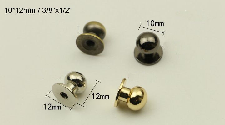 Screw Stud Button Round Head Brass Rivet Sam Brown Browne Gold Bronze Silver Black 6 8 10 mm Leathercraft Belt Collar Cuff Band Wallet Purse