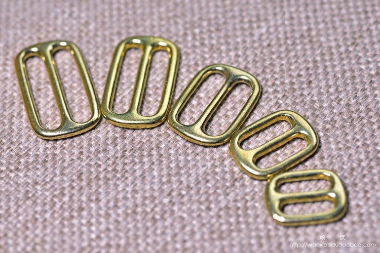 Solid Brass Ring Slider Buckle Triglide Adjuster Slide Tri Glide Adjustable Rectangle Loop Belt Purse Leather Strap 13 16 20 25 32 38 50mm