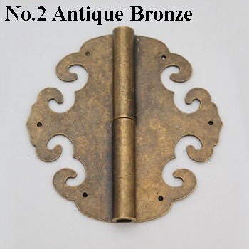 Ancient Antique Bronze/Brass Tone Iron Brass Flower Furniture Hinges Decorative Jewelry Box Cabinet Door Decor Chinese Small Big Flat Hinge