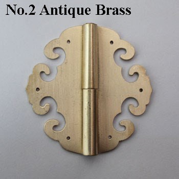 Ancient Antique Bronze/Brass Tone Iron Brass Flower Furniture Hinges Decorative Jewelry Box Cabinet Door Decor Chinese Small Big Flat Hinge