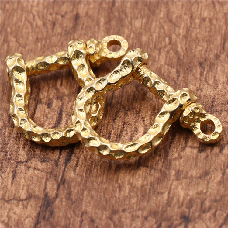 Solid Brass O U Shape Hammered Shackle Buckle 10 30 mm 7/16 1 3/16 Inch Horseshoe Vachette DIY Copper Leathercraft Hardware Wholesale Bulk