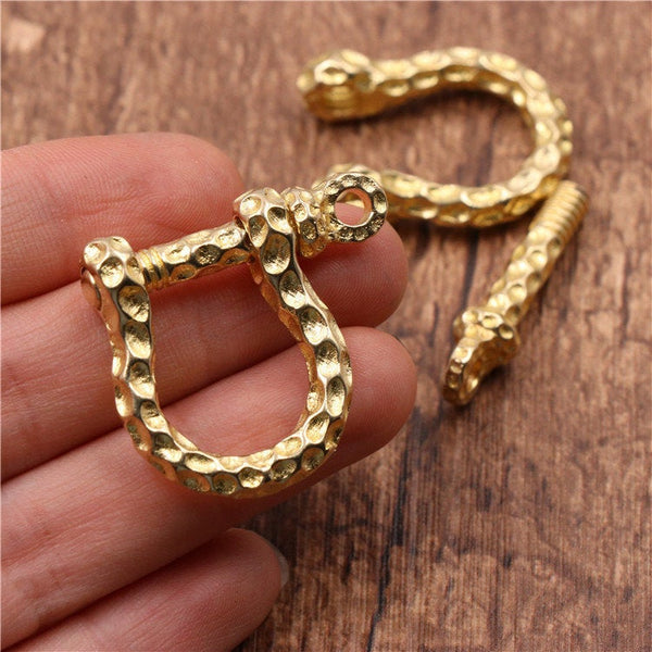 Solid Brass O U Shape Hammered Shackle Buckle 10 30 mm 7/16 1 3/16 Inch Horseshoe Vachette DIY Copper Leathercraft Hardware Wholesale Bulk