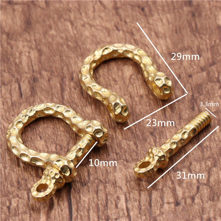 Solid Brass O U Shape Hammered Shackle Buckle 10 30 mm 7/16 1 3/16 Inch Horseshoe Vachette DIY Copper Leathercraft Hardware Wholesale Bulk