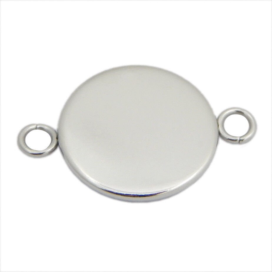 Stainless Steel Round Pendant Tray Double Loop Cabochon Setting Blank Bezel Pendant Base Two Rings Silver Tone 6 8 10 12 14 16 18 20 22 mm