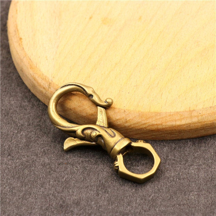 Solid Brass Swivel Eye Bolt Snap 2 1/4" Hook Fob Clip Dog Gear Spring Strap Belt Buckle Leash Lanyard Key Chain Purse Bag Tote Leathercraft