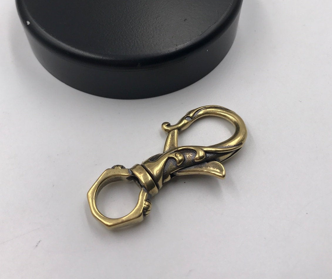 Solid Brass Swivel Eye Bolt Snap 2 1/4" Hook Fob Clip Dog Gear Spring Strap Belt Buckle Leash Lanyard Key Chain Purse Bag Tote Leathercraft