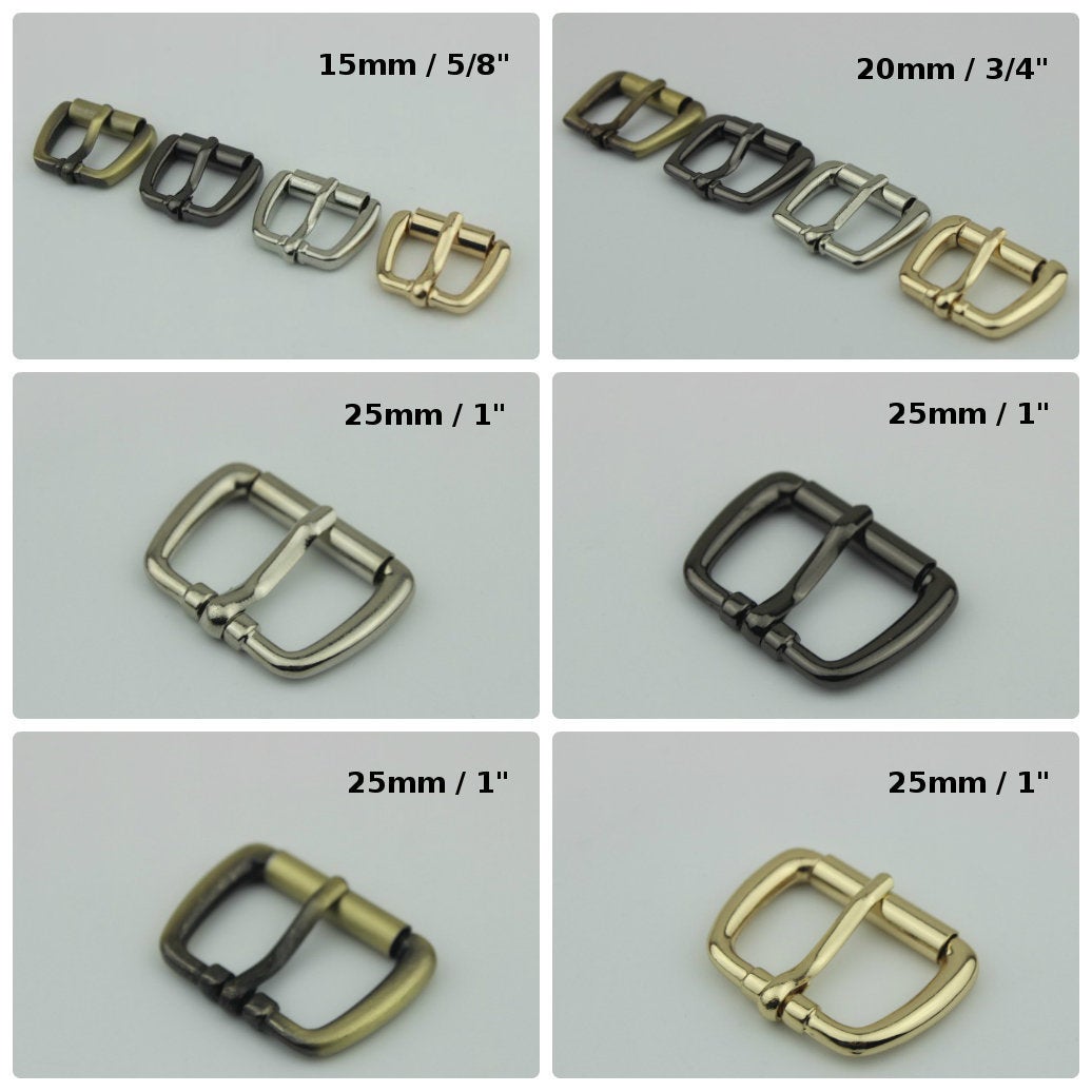 Rectangle Metal Roller Pin Belt Buckle Heel Bar Single Prong Tongue Purse Strap Shoes Leathercraft Hardware Repair 15 20 25mm Silver Gold