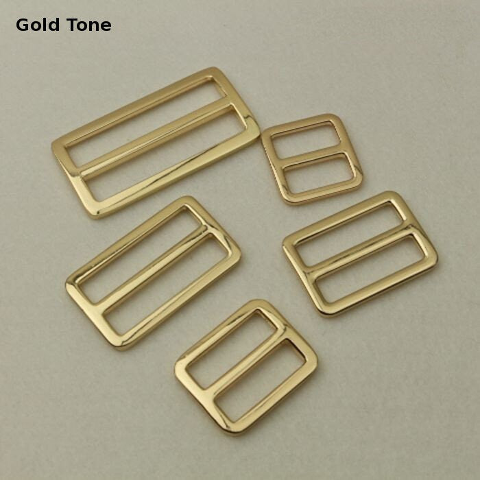 Metal Slide Buckle Strap Adjuster Triglide Rectangle Ring Keeper Flat Purse Belt Collar Leash Gold Silver Black Bronze 20 25 38mm 3/4 1 inch