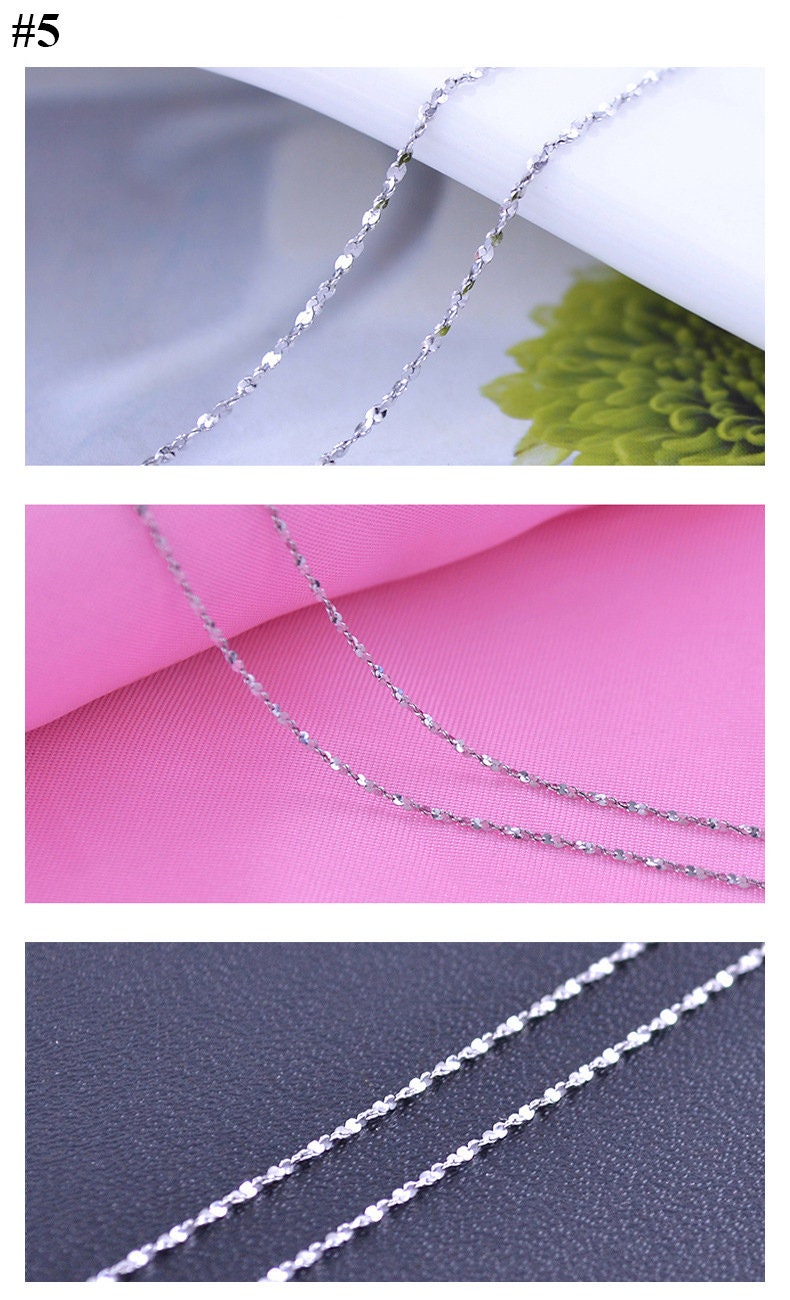 925 Sterling Silver Chain Necklace 40 45cm 16 18 Inch Curb Snake Cable Link Box Ball Trace Twisted Solid Fine Supply Wholesale Bulk