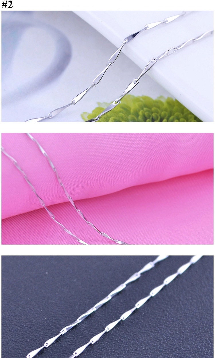 925 Sterling Silver Chain Necklace 40 45cm 16 18 Inch Curb Snake Cable Link Box Ball Trace Twisted Solid Fine Supply Wholesale Bulk