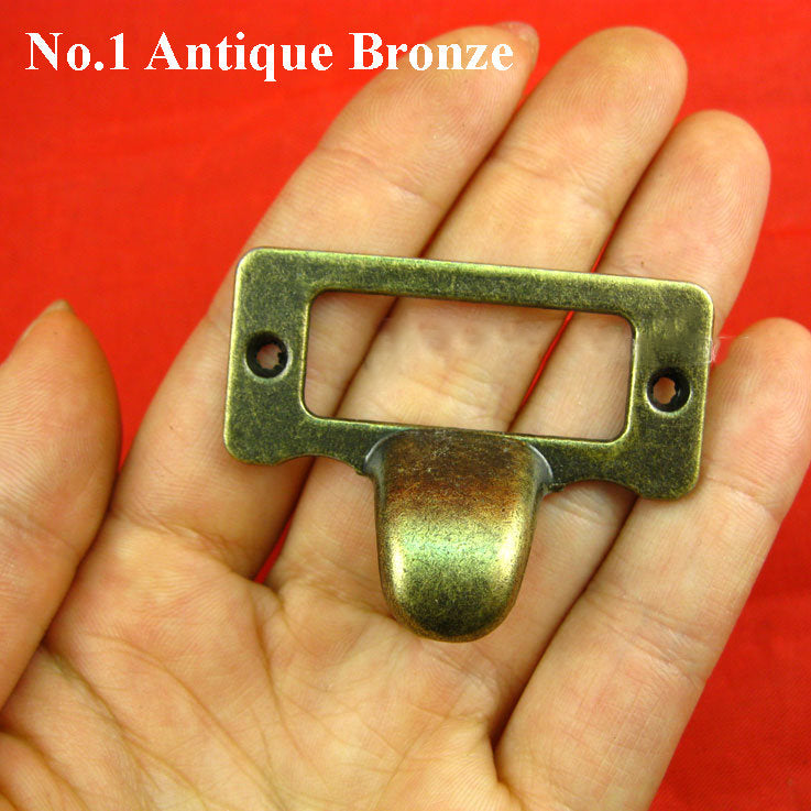 Iron Cup Drawer Pull Handle Bin Dresser Library Label Tag Frame File Name Card Holder Vintage Style Antique Bronze Furniture Cabinet Decor