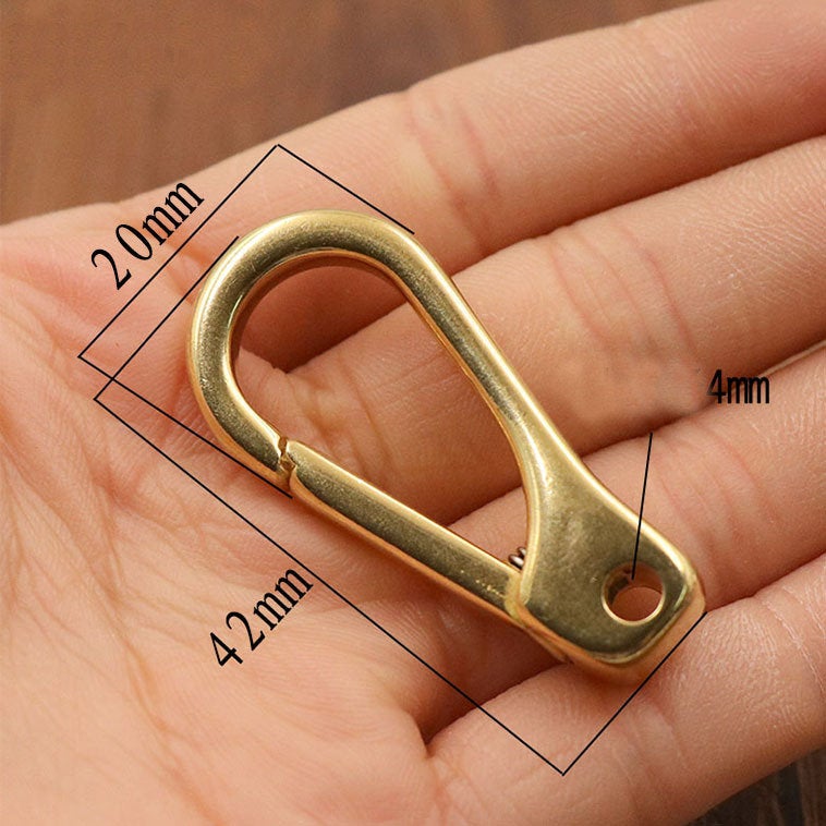 Solid Brass Fixed Loop Halter Snap Saddle Hook Fix Buckle Horse Headstall Reins Push Gate Clasp Key Fob Clip Webbing Strap Purse Repair DIY