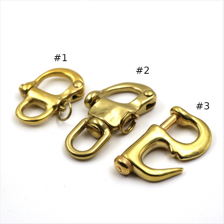 Solid Brass Swivel Fixed Eye Spring Snap Pelican Hook Shackle Quick Release Bail Rigging Sailing Boat Marine Clip Hardware Wholesale Bulk