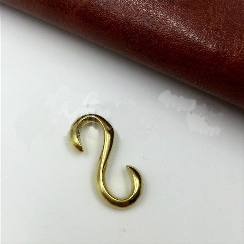 Solid Brass S Shape Hook Conector Clasp 24mm 1 inch Copper Heavy Duty Leather Craft Hardware Jewelry Making Bracelet Finding Wholesale Bulk