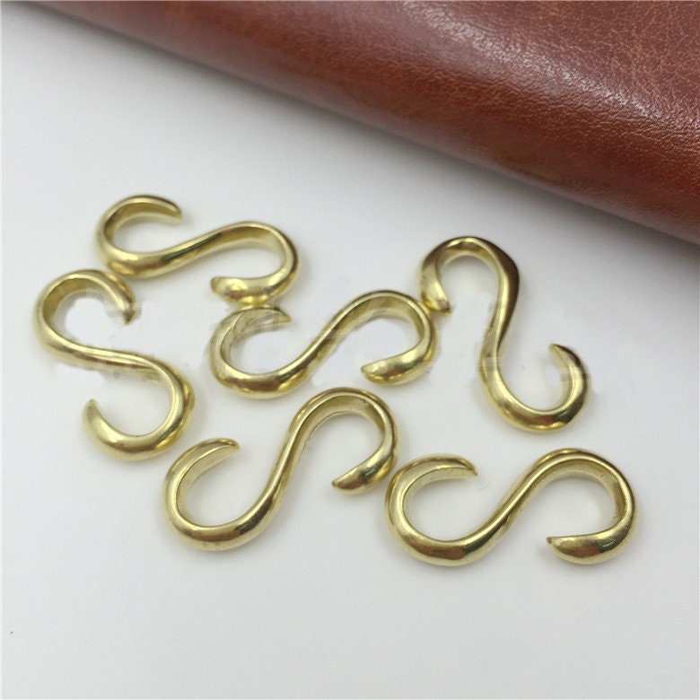 Solid Brass S Shape Hook Conector Clasp 24mm 1 inch Copper Heavy Duty Leather Craft Hardware Jewelry Making Bracelet Finding Wholesale Bulk