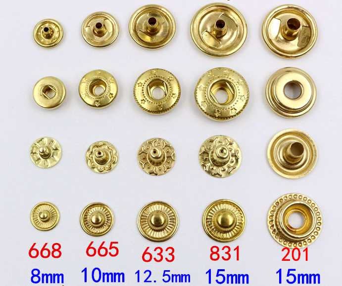 Solid Brass Round S Spring Snap Button 8 10 12 15 mm Rivet Segma Press Stud Popper Tich Fastener Closure Leathercraft Bag Clothes Diary