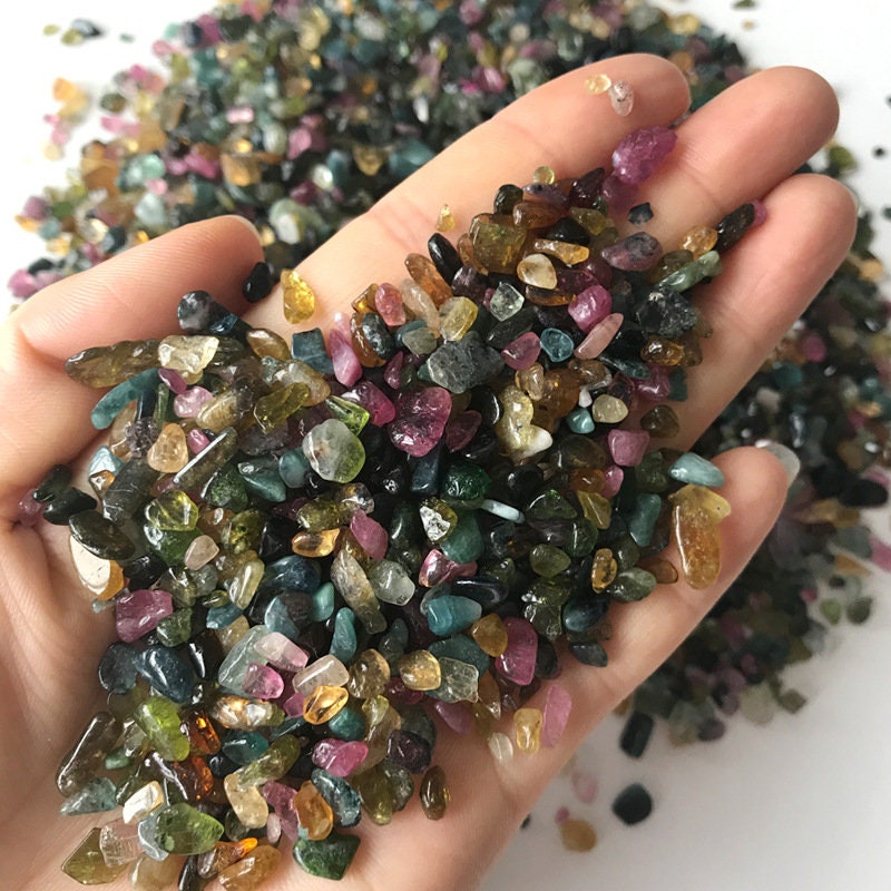 Natural Tourmaline Fish Aquarium Gravel 3.5oz Colored Vase Filler Gems Rocks Pebbles Stones For Jewelry Decor Chips Decoration Supplies