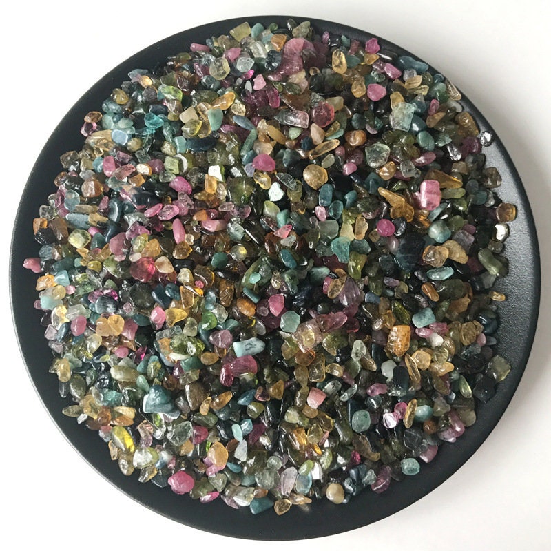 Natural Tourmaline Fish Aquarium Gravel 3.5oz Colored Vase Filler Gems Rocks Pebbles Stones For Jewelry Decor Chips Decoration Supplies