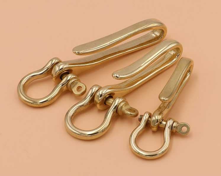 Raw Solid Brass Hook Fish Key Chain Keyring Fob Decor Connector Holder DIY Copper Hardware Findings Accessories Leathercraft Wholesale Bulk