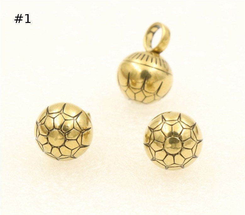 Solid Brass Ball Charm 8 mm 1/3 inch Pendant Keychain Copper Bells Heavy Duty DIY Hardware Accessories Leathercraft Wholesale Bulk