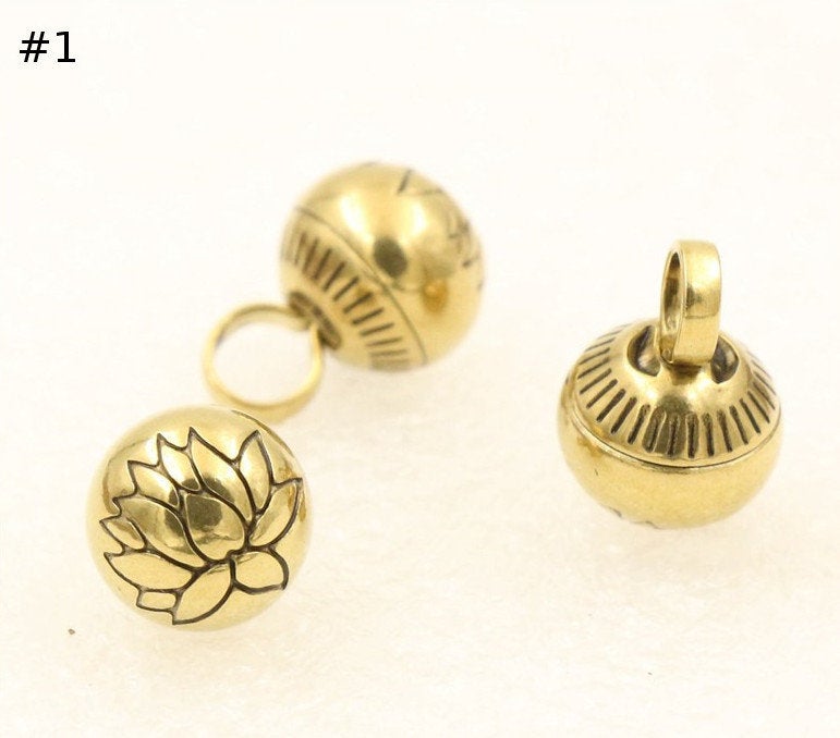 Solid Brass Ball Charm 8 mm 5/16 inch Pendant Keychain Copper Bells Heavy Duty DIY Hardware Accessories Leathercraft Wholesale Bulk