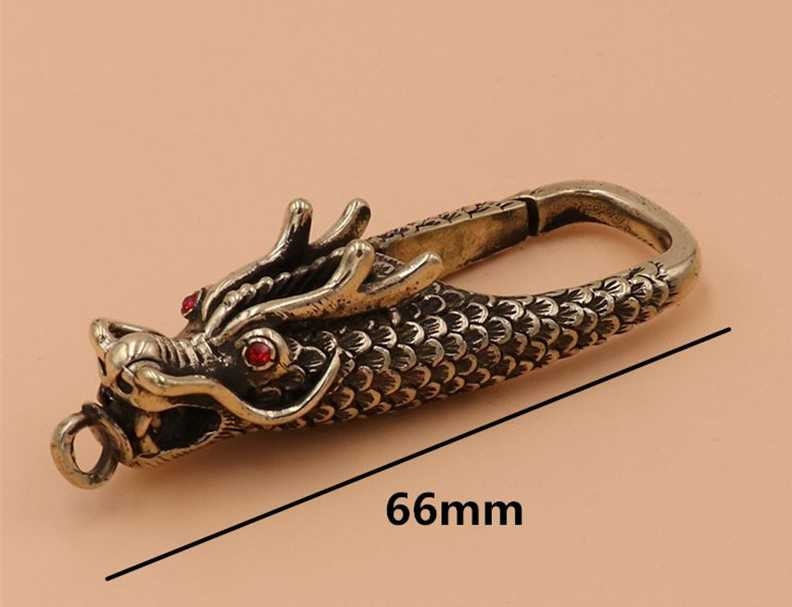 Solid Brass Antique Dragon Lanyard Clip Snap Hook 66mm 2 5/8 inch Carabiner Key Chain Ring Fob Purse Wallet Belt Hardware Leathercraft Bulk