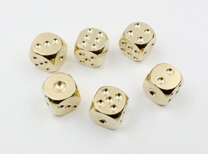 Solid Brass Dice Charm 13x13mm 1/2 1/2 inch Paperweight Knocker Copper Heavy Duty DIY Hardware Accessories Leathercraft Wholesale