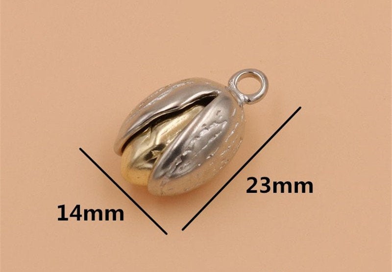 Solid Brass Pistachio Bean Pod Charm 14x23mm 9/19x1 inch Pendant Keychain Copper Heavy Duty DIY Hardware Accessories Leathercraft Wholesale