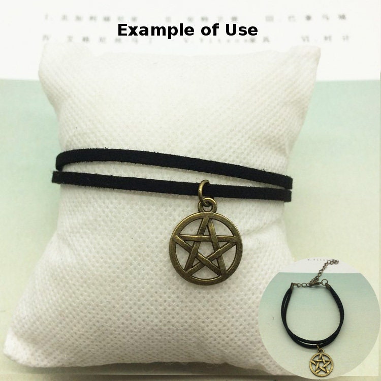 Pentagram Star Round Charm Pendant Cutout Metal Alloy Jewelry Making Bracelet Necklace Earrings Bulk Lot Wicca Satan Pentacle Pentagon