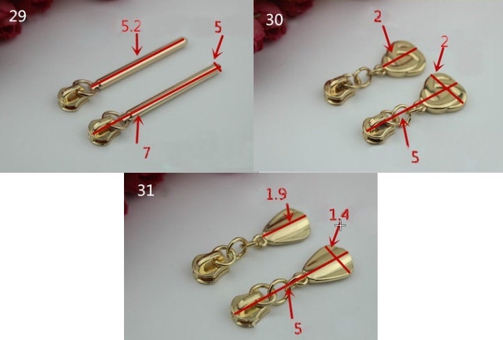 Metal Zipper Slider 5# Head for Metal Zipper Teeth Coil Spiral Zipper Long Puller Pull D-Ring Gold Replacement Purse Hardware Wholesale Bulk