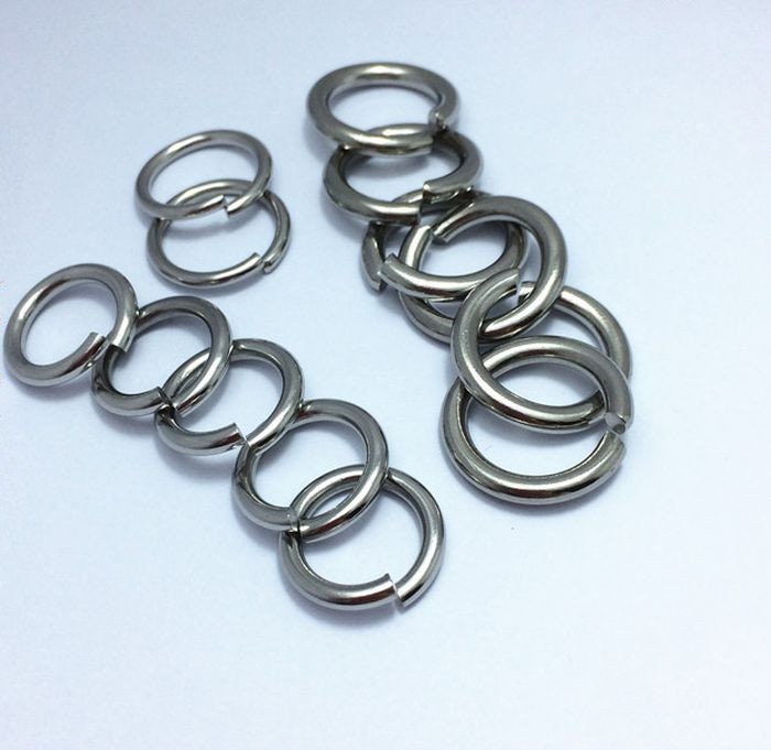 Stainless Steel Open Jump Rings 10-30mm OD Connector 12 10 8 Gauge Wire Dull Silver Color DIY Jewelry Hardware Chainmail Chainmaille Weave