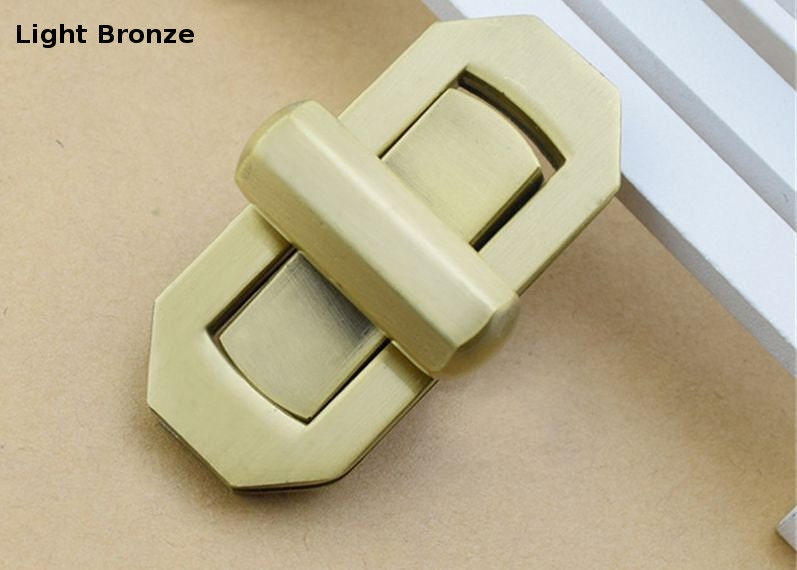 Metal Hexagon Twist Turn Lock 55*25mm 2" x 1" Bronze Gold Tone Rectangular Purse Lock Wallet Clutch Leathercraft Hardware Supply Repair