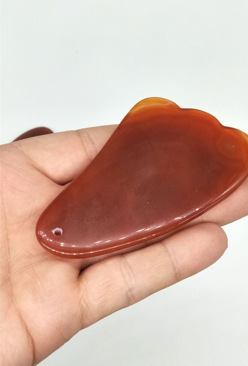 Natural Red Agate Carnelian Gua Sha Board 4-3/8 inch Guasha Face Body Tool Chalcedony