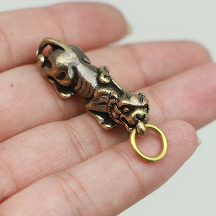 Raw Solid Brass Pixiu Elephant Flower Basket Leg Bone Charm Pendant Keychain Copper DIY Hardware Accessories Leathercraft Wholesale Bulk