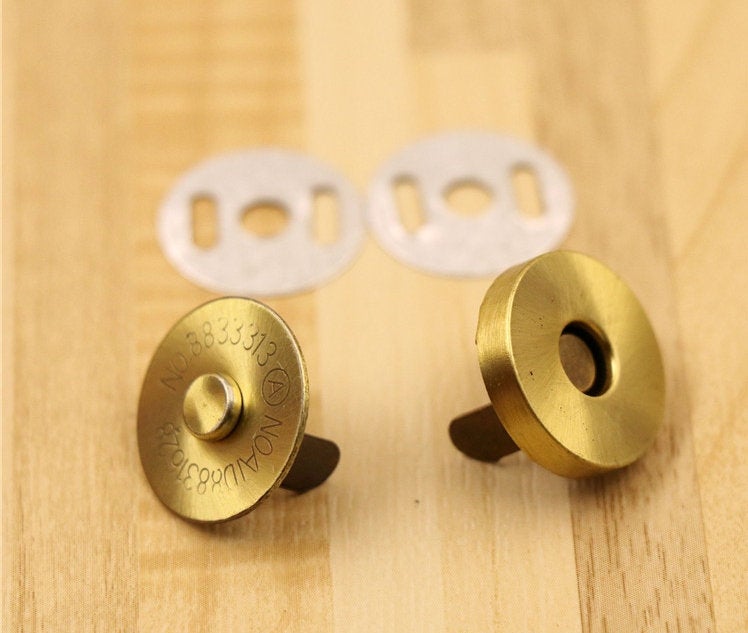 Solid Raw Brass Magnetic Snap with Prongs 18mm 11/16 inch Round Closure Fastener Button Purse Clasp Bag Sewing Leathercraft Hardware Bulk