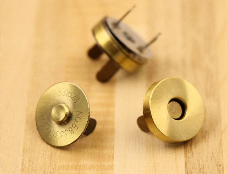 Solid Raw Brass Magnetic Snap with Prongs 18mm 11/16 inch Round Closure Fastener Button Purse Clasp Bag Sewing Leathercraft Hardware Bulk