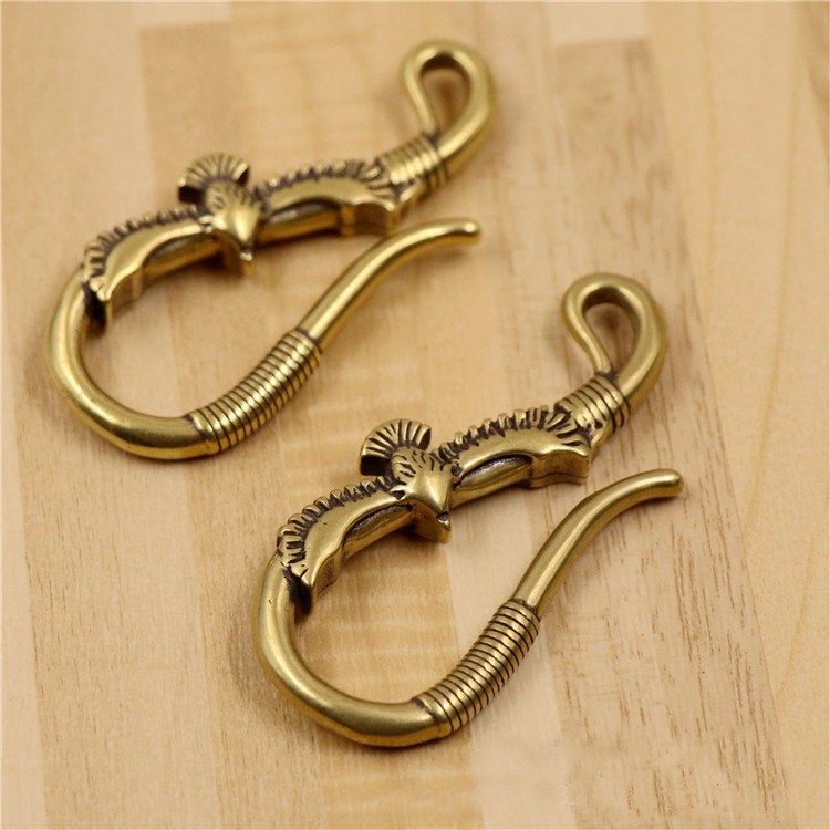 Solid Brass U Shape Hook 62 mm 2 1/2" Belt Key Ring Wallet Fob Fishhook Loop Clip Clasp Copper Leathercraft Leather Hardware Wholesale Bulk