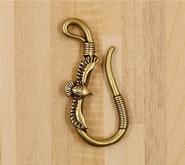 Solid Brass U Shape Hook 62 mm 2 1/2" Belt Key Ring Wallet Fob Fishhook Loop Clip Clasp Copper Leathercraft Leather Hardware Wholesale Bulk