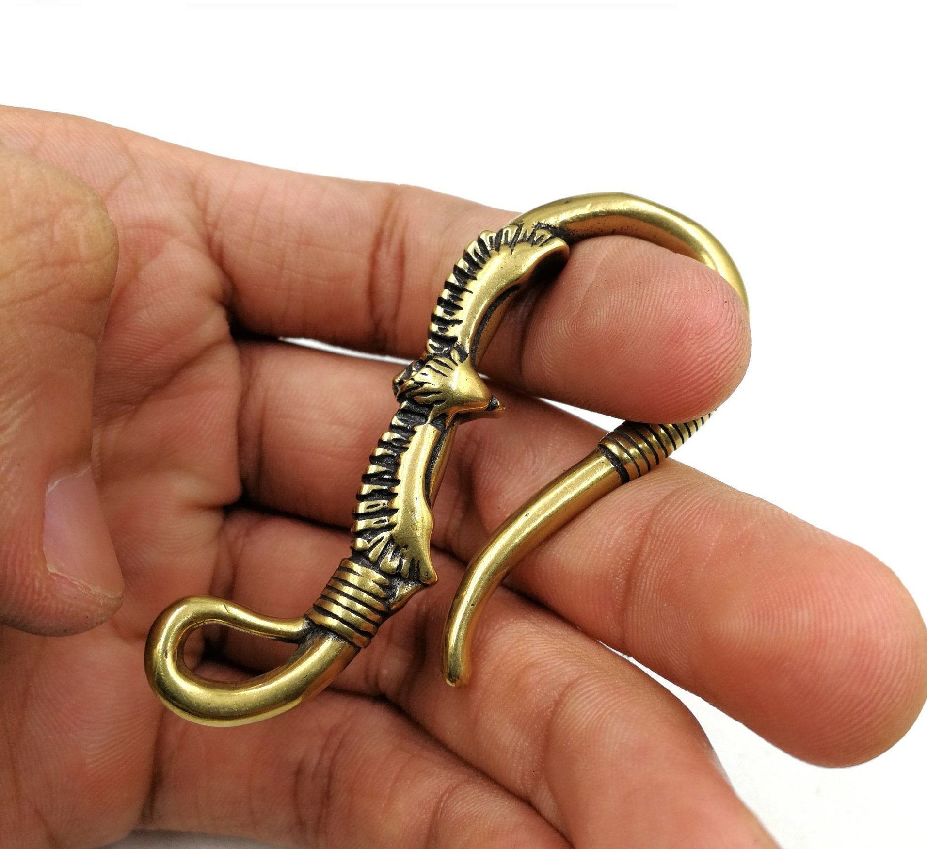 Solid Brass U Shape Hook 62 mm 2 1/2" Belt Key Ring Wallet Fob Fishhook Loop Clip Clasp Copper Leathercraft Leather Hardware Wholesale Bulk