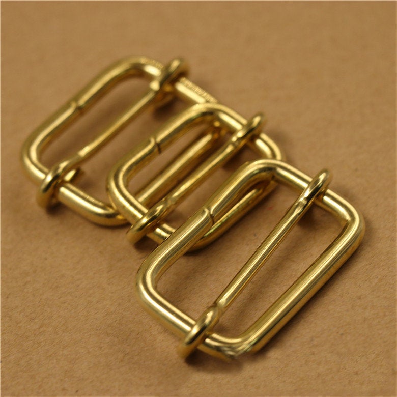 Solid Brass Adjustable Ring Slider Buckle Triglide Adjuster Slide Rectangle Loop Belt Purse Leather Strap DIY Leathercraft Hardware Bulk