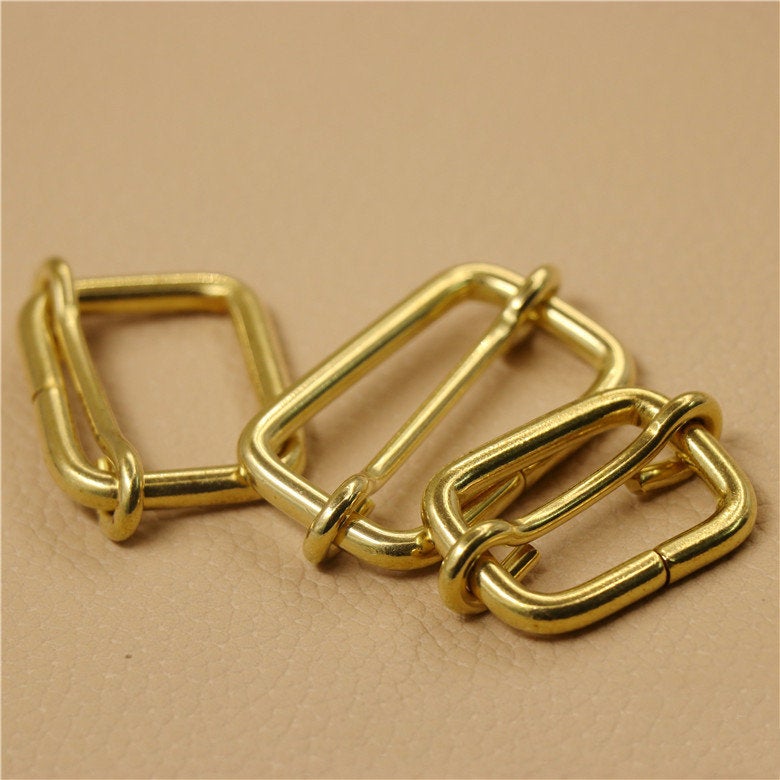 Solid Brass Adjustable Ring Slider Buckle Triglide Adjuster Slide Rectangle Loop Belt Purse Leather Strap DIY Leathercraft Hardware Bulk