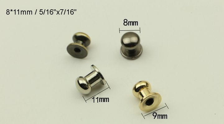 Screw Stud Button Round Head Brass Rivet Sam Brown Browne Gold Bronze Silver Black 6 8 10 mm Leathercraft Belt Collar Cuff Band Wallet Purse