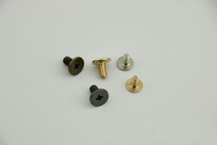 Screw Stud Button Round Head Brass Rivet Sam Brown Browne Gold Bronze Silver Black 6 8 10 mm Leathercraft Belt Collar Cuff Band Wallet Purse