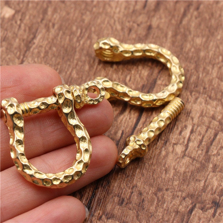 Solid Brass O U Shape Hammered Shackle Buckle 10 30 mm 7/16 1 3/16 Inch Horseshoe Vachette DIY Copper Leathercraft Hardware Wholesale Bulk