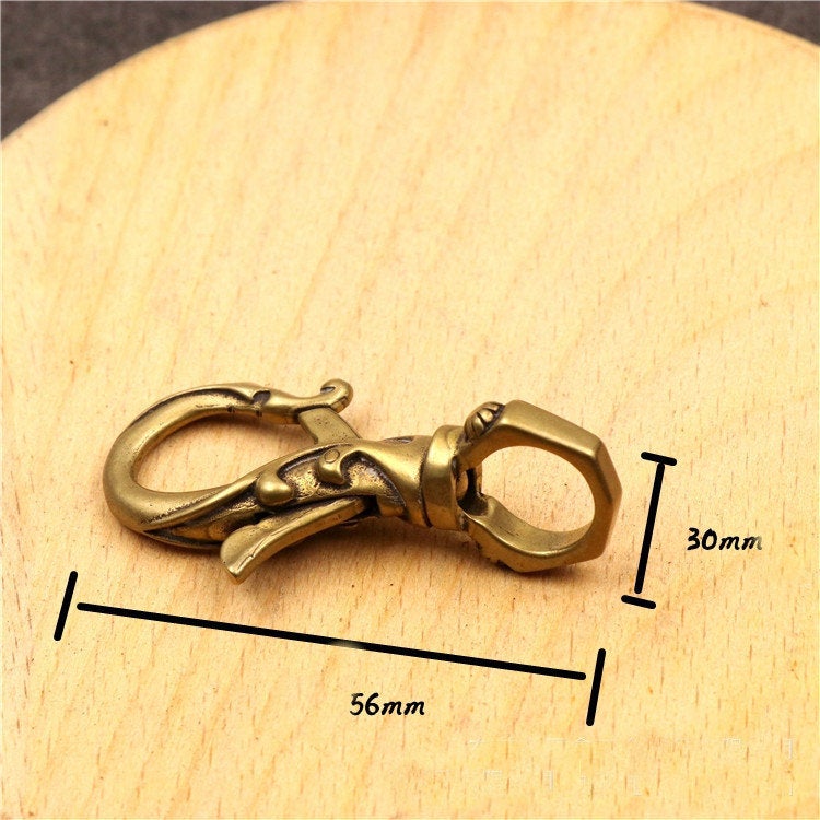 Solid Brass Swivel Eye Bolt Snap 2 1/4" Hook Fob Clip Dog Gear Spring Strap Belt Buckle Leash Lanyard Key Chain Purse Bag Tote Leathercraft