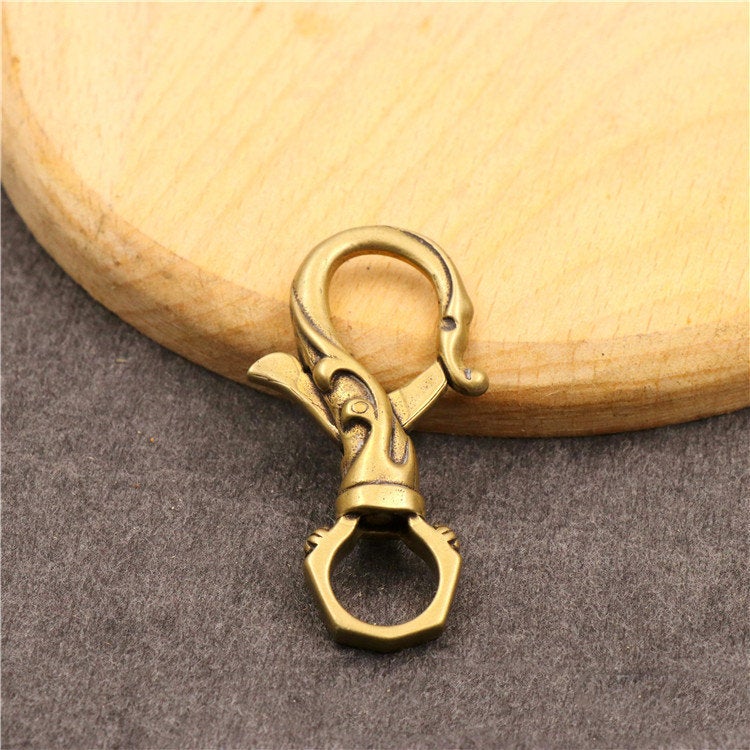 Solid Brass Swivel Eye Bolt Snap 2 1/4" Hook Fob Clip Dog Gear Spring Strap Belt Buckle Leash Lanyard Key Chain Purse Bag Tote Leathercraft