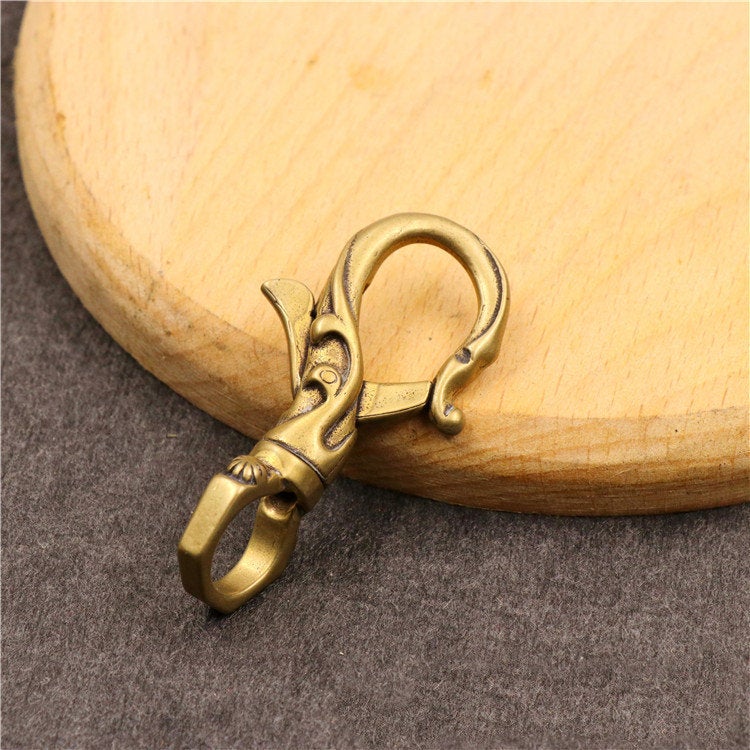 Solid Brass Swivel Eye Bolt Snap 2 1/4" Hook Fob Clip Dog Gear Spring Strap Belt Buckle Leash Lanyard Key Chain Purse Bag Tote Leathercraft